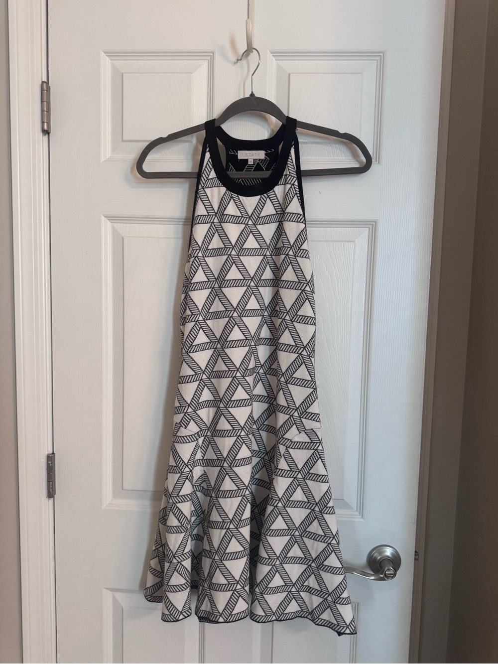 Women’s Black & White Geometric Halter Dress